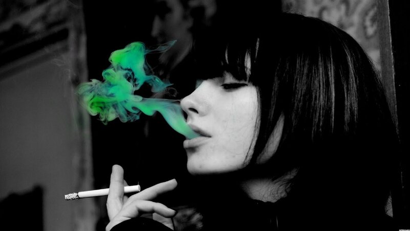 woman smoking cigarette