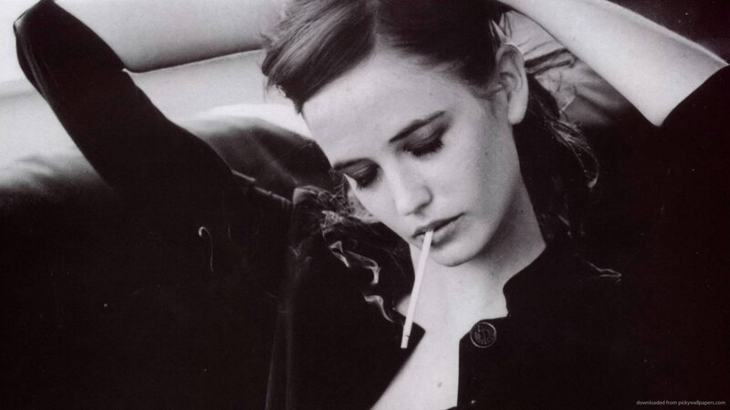 Woman Smoking Cigarette — Black, Contemplative