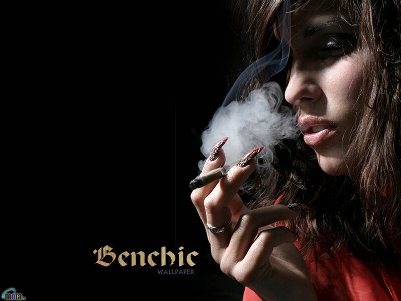 Woman Smoking Cigarette — Black, Dramatic, Photograph, Smoke, Nail Polish, Red