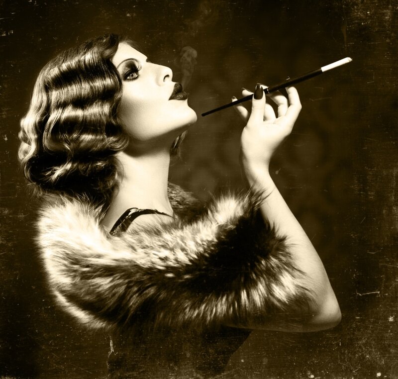 Woman Smoking Cigarette — Sepia