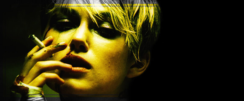 Woman Smoking Cigarette — Yellow, Dramatic
