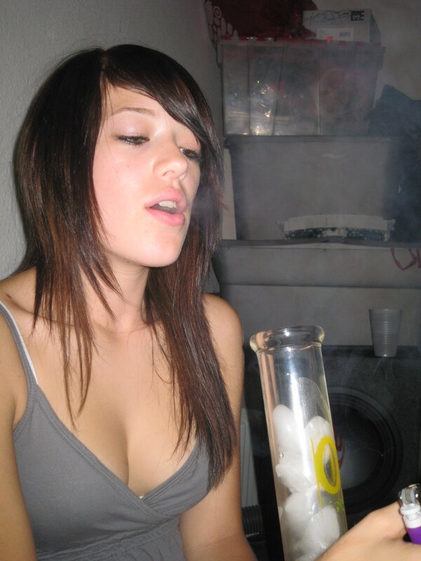 woman smoking from a bong