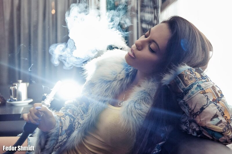 woman smoking hookah