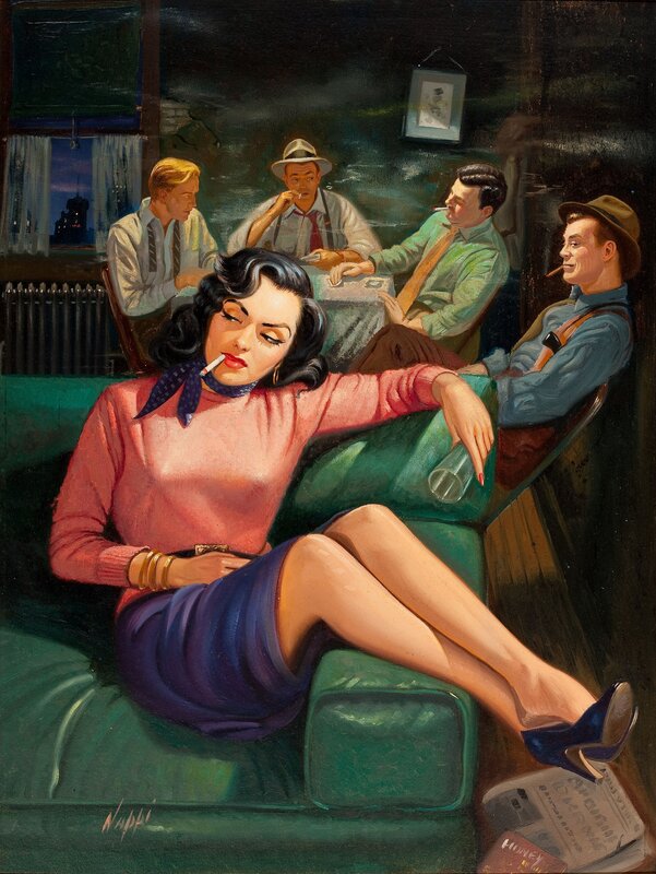 Woman smoking in a bar