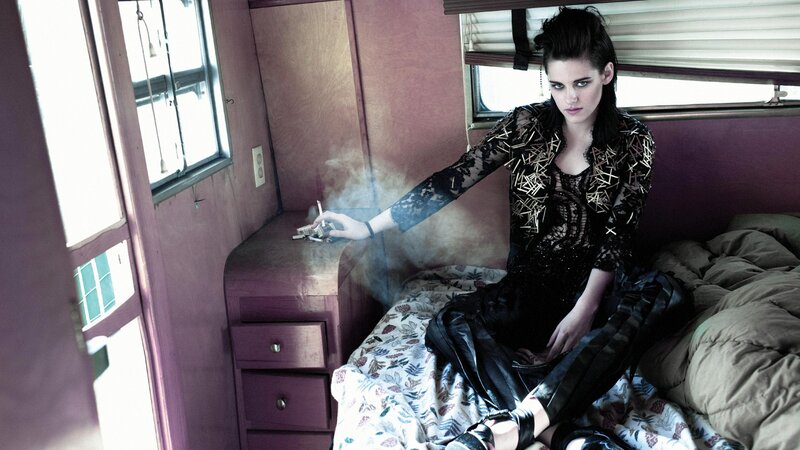 woman smoking in a trailer