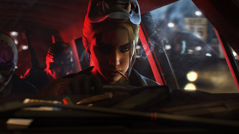 Woman Smoking in Car — Red