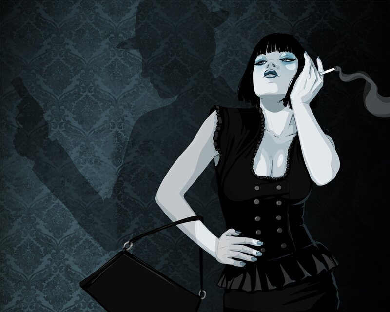 woman smoking in dark room