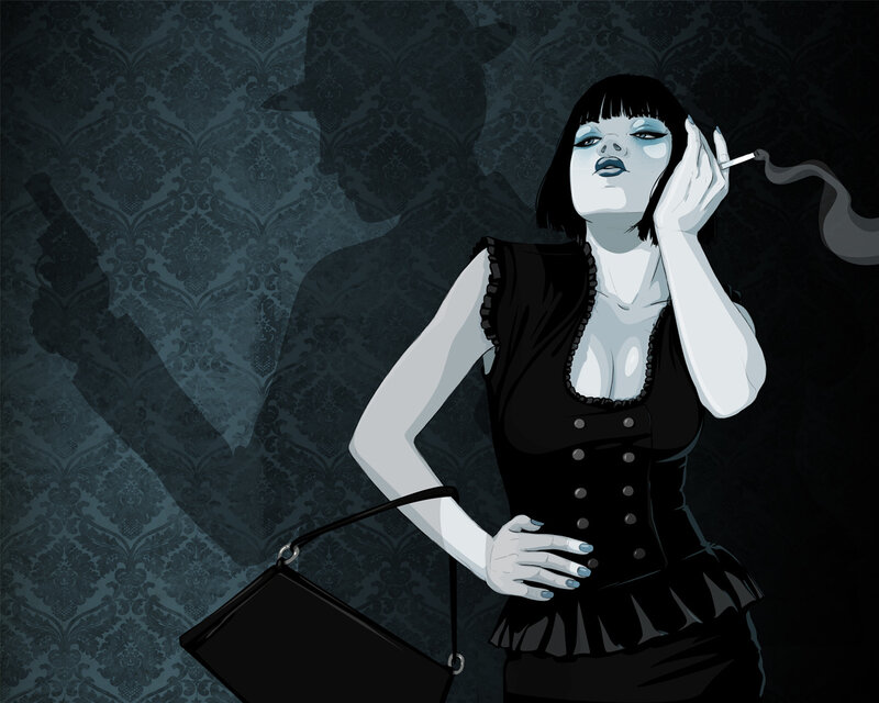 woman smoking in dark room