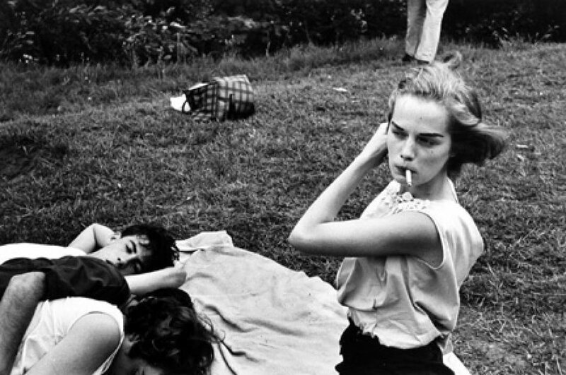 Woman Smoking in Park