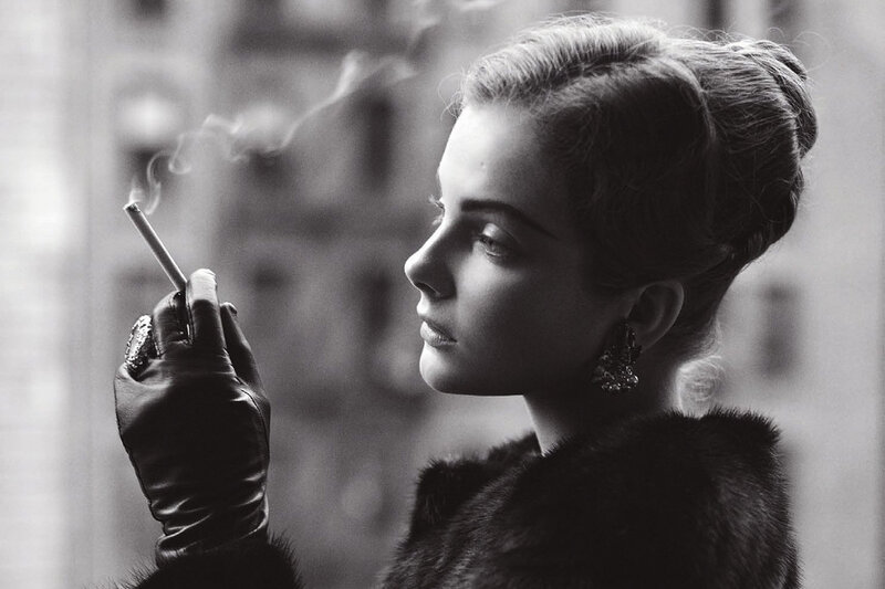 woman smoking in profile