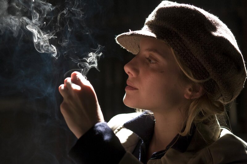 woman smoking in profile
