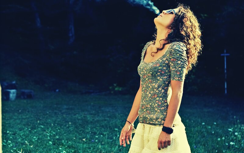woman smoking outdoors