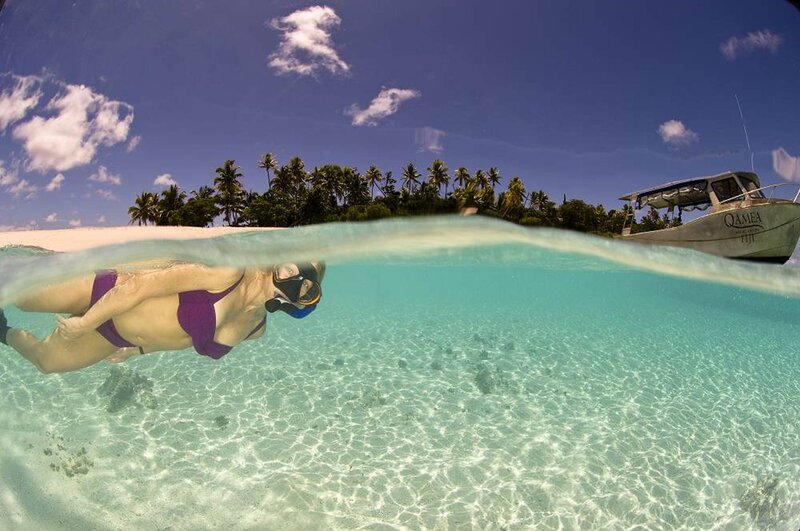 Woman Snorkeling in Ocean — Blue