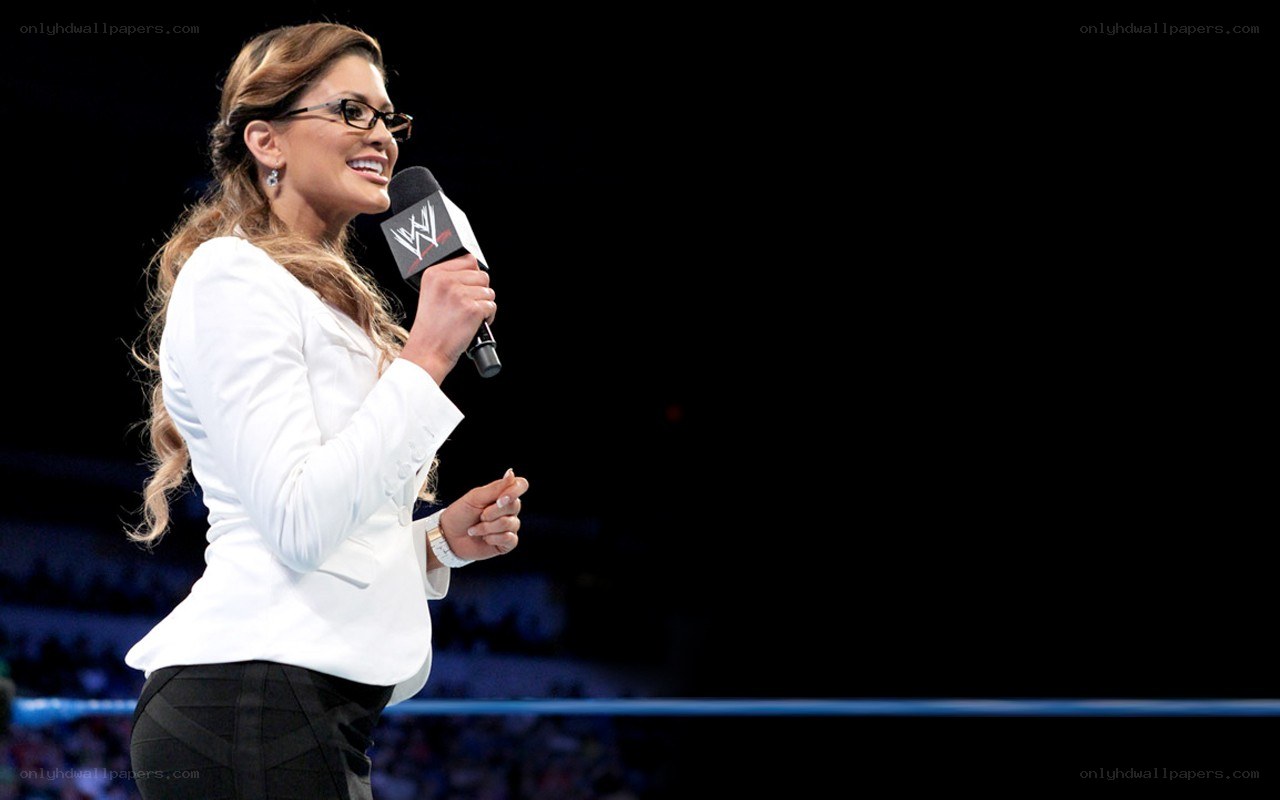 Woman speaking into microphone