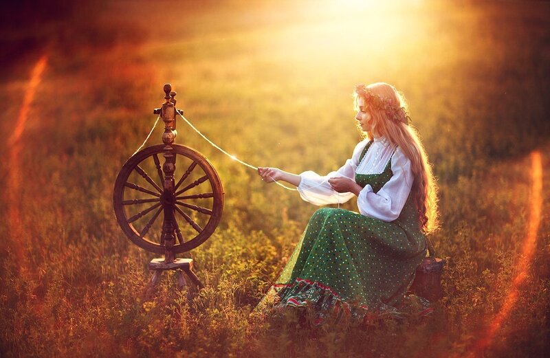 Woman Spinning Yarn