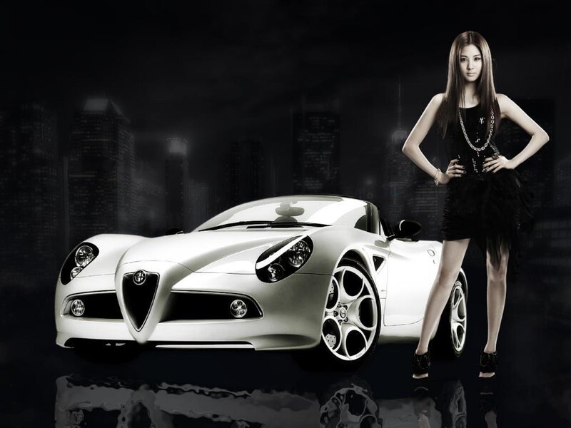Woman Standing Beside Car — Black, Dramatic