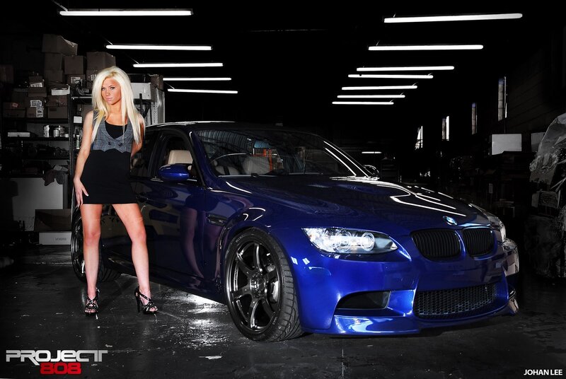 Woman Standing Beside Car — Blue