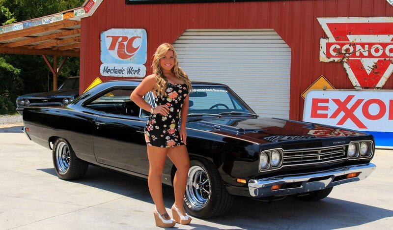Woman Standing by Car — Black, Bright