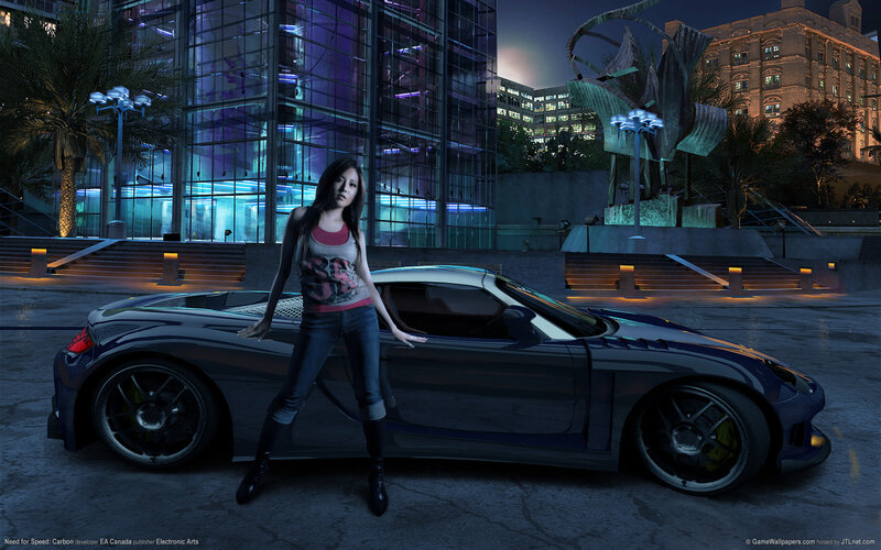 Woman Standing by Car — Blue, Dramatic, Night, 3d Render