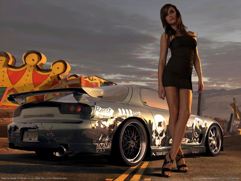 Woman Standing by Car — Gray, Dramatic, Sunset, 3d Render, Sign, Desert