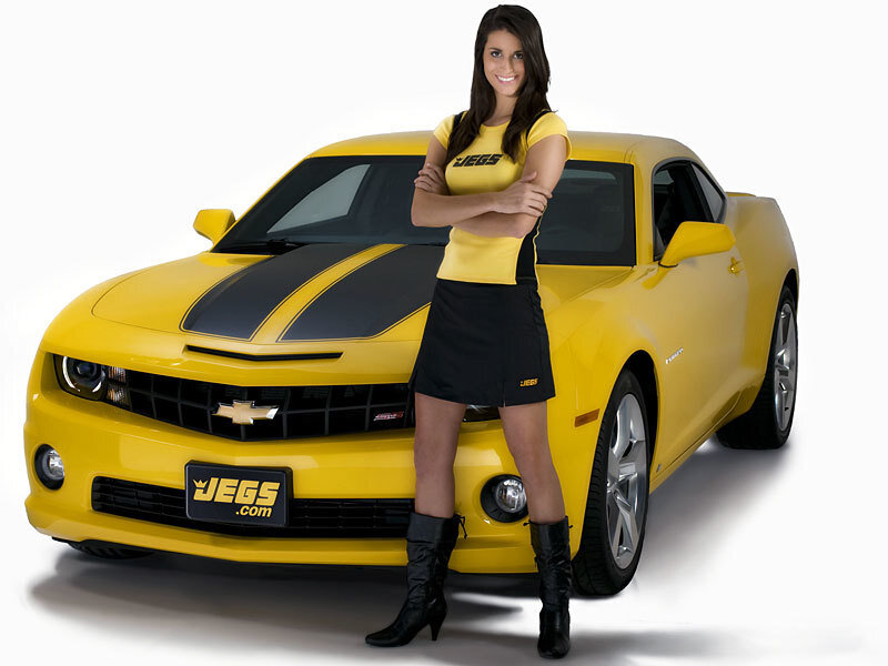 Woman Standing by Car — Yellow