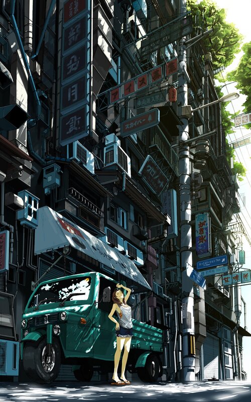Woman Standing by Truck — Green