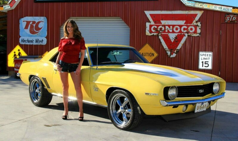 Woman Standing by Yellow Car — Bright