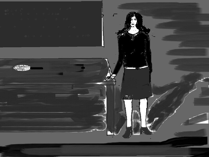 woman standing in classroom