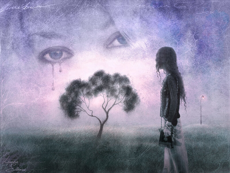 Woman Standing in Field — Purple