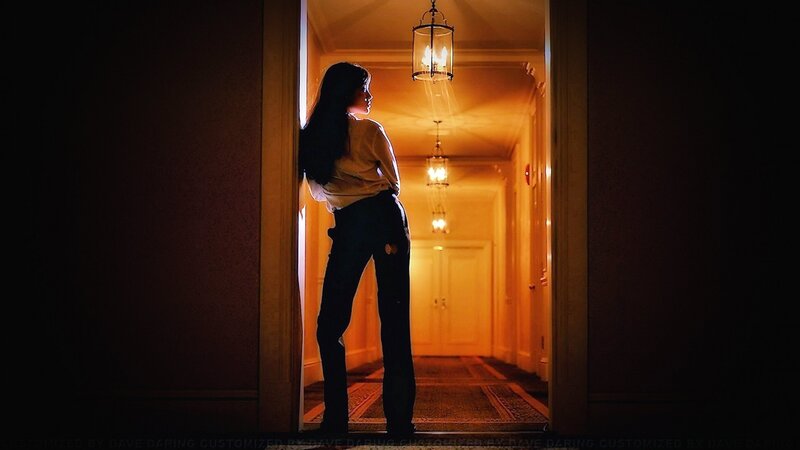 Woman Standing in Hallway — Black