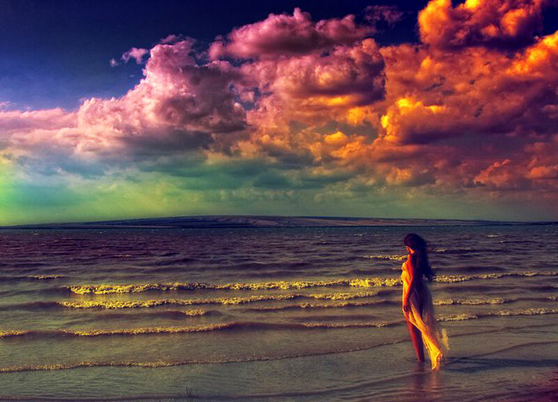 Woman Standing in Ocean