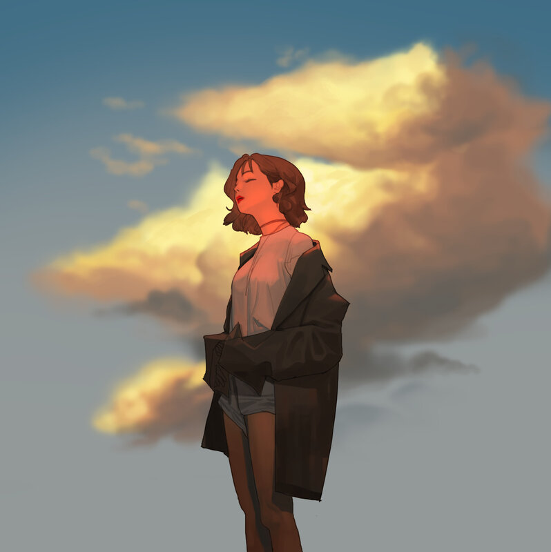 Woman Standing in Sunset
