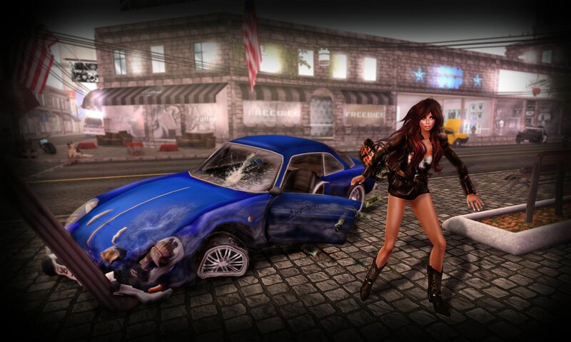 Woman Standing Next to Car — Blue