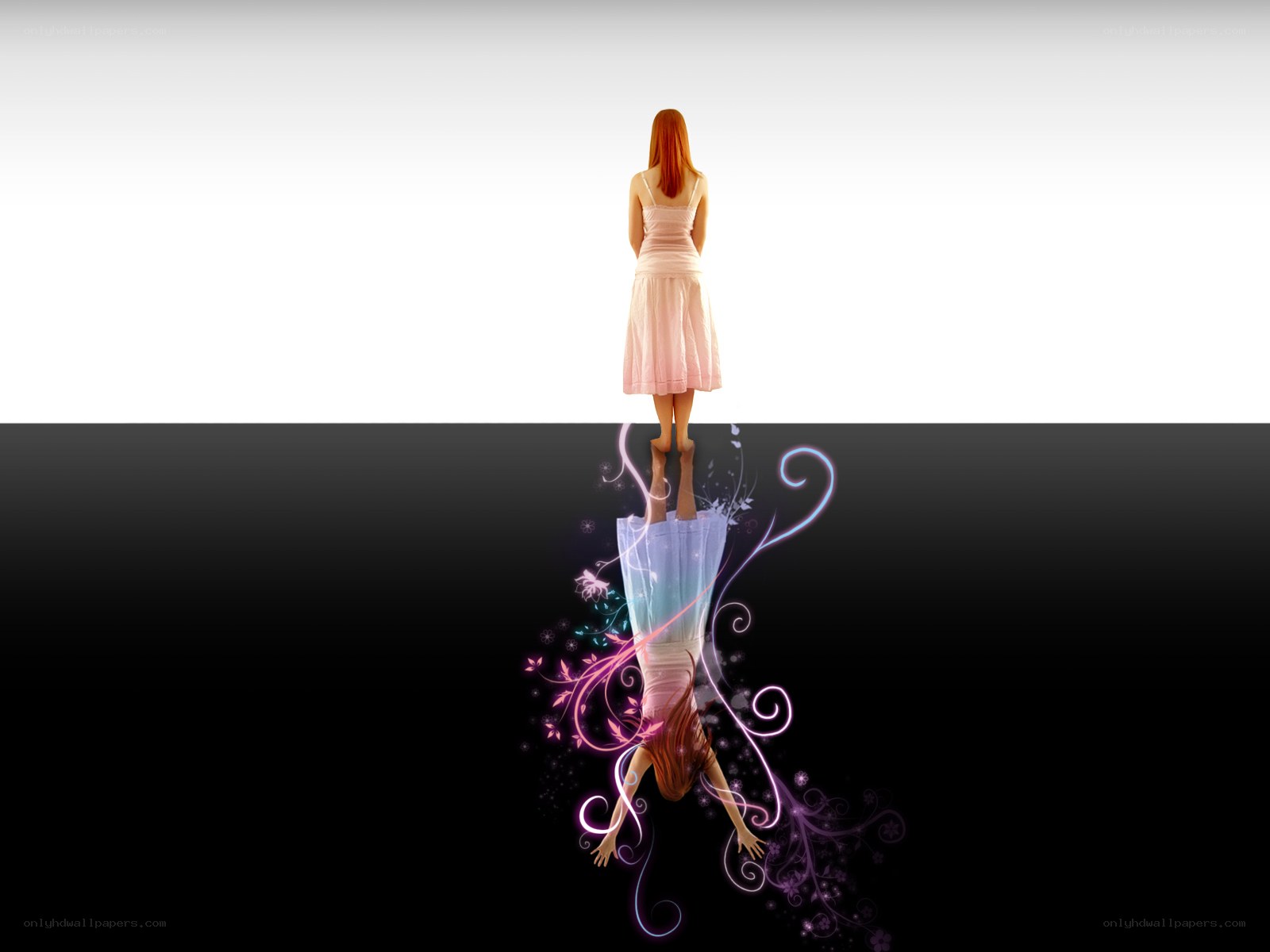 woman standing on a boundary