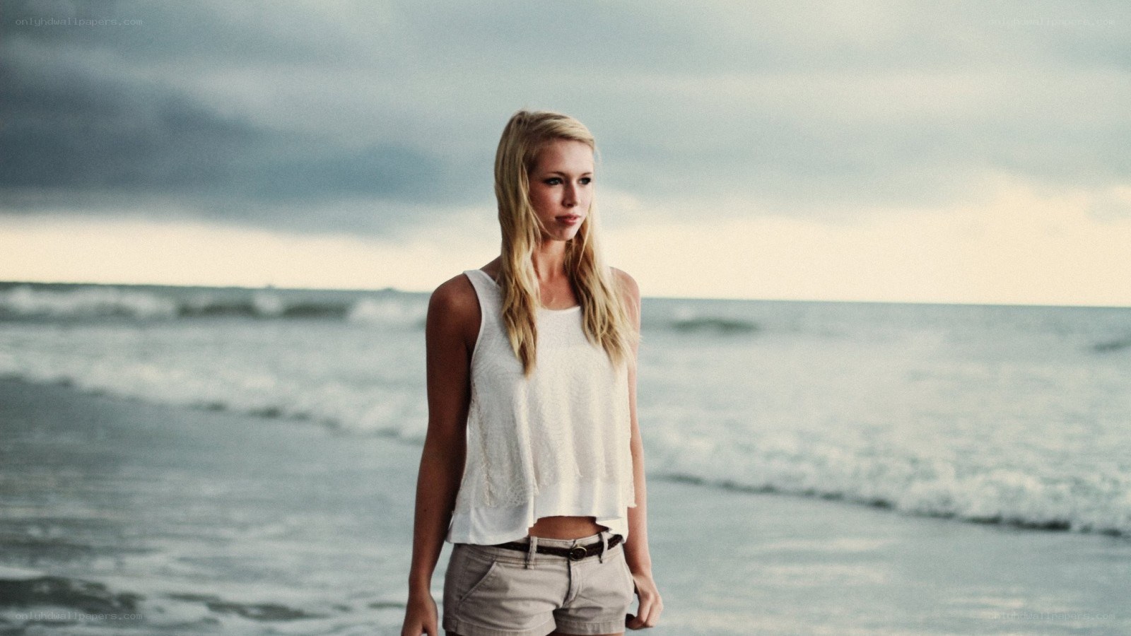 woman standing on beach