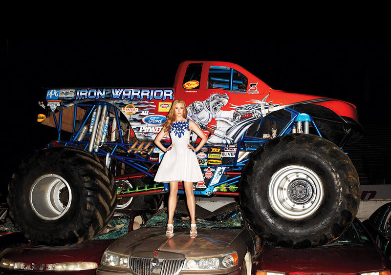 Woman Standing on Car