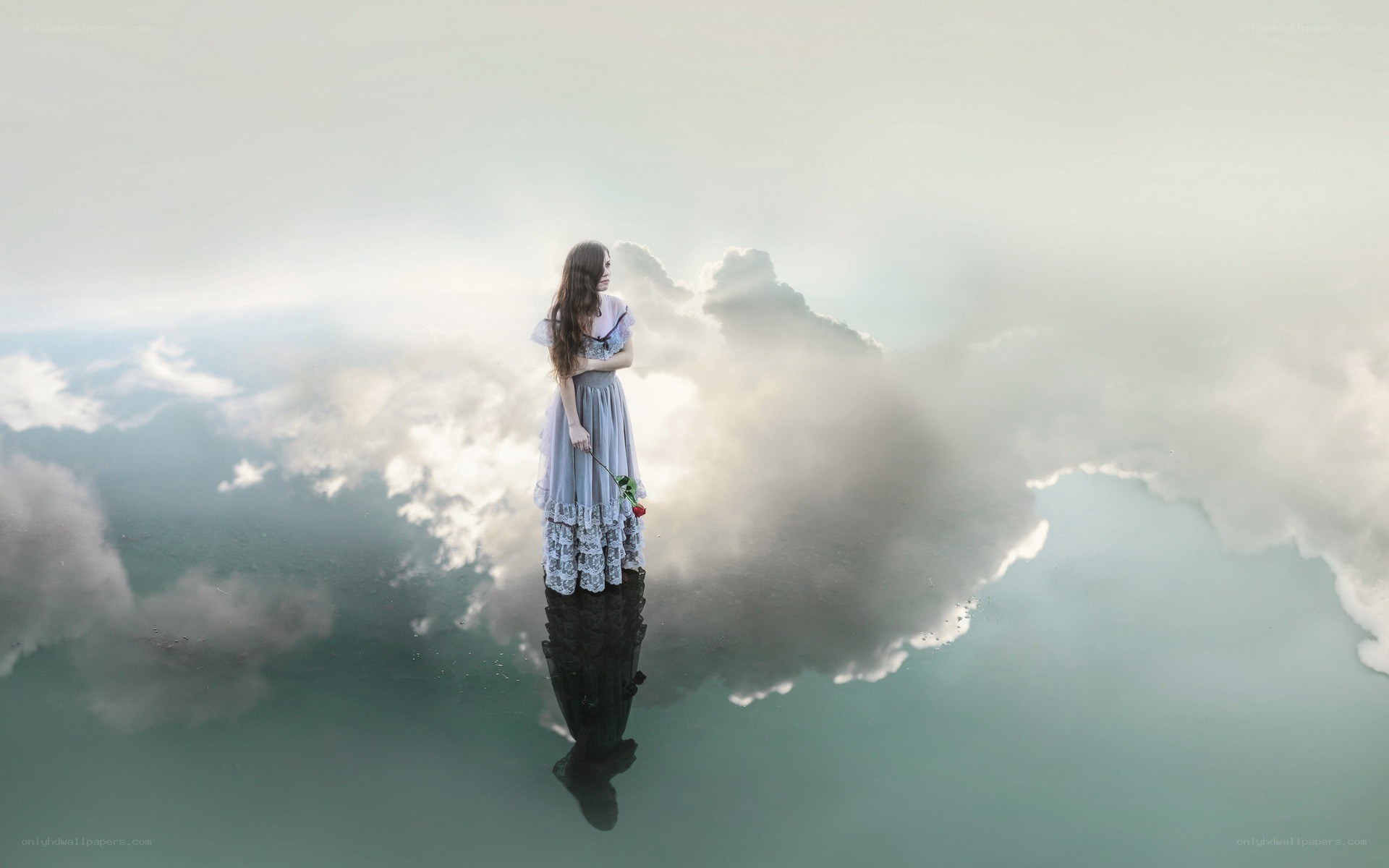 woman standing on cloud
