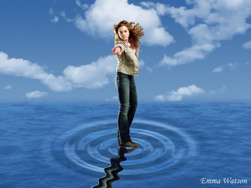 Woman Standing on Water — Blue