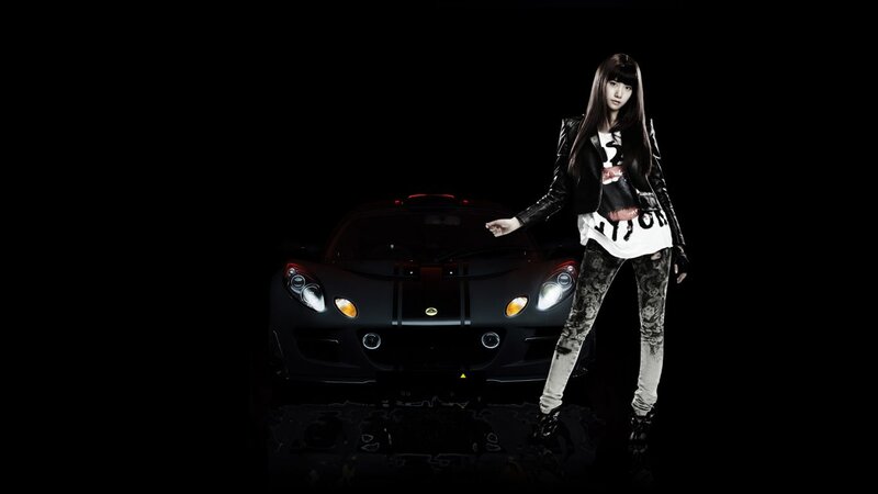 Woman Standing with Car — Black, Dramatic