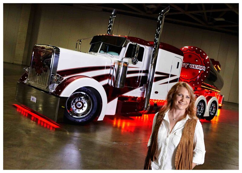 Woman Standing with Truck