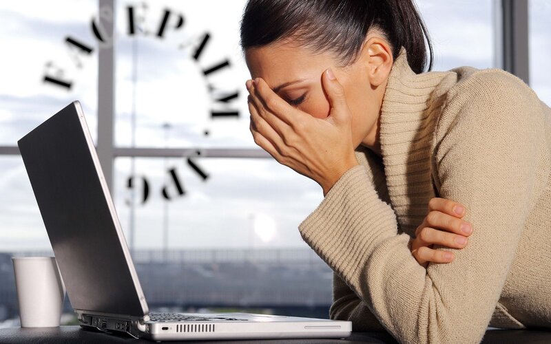 woman stressed at laptop