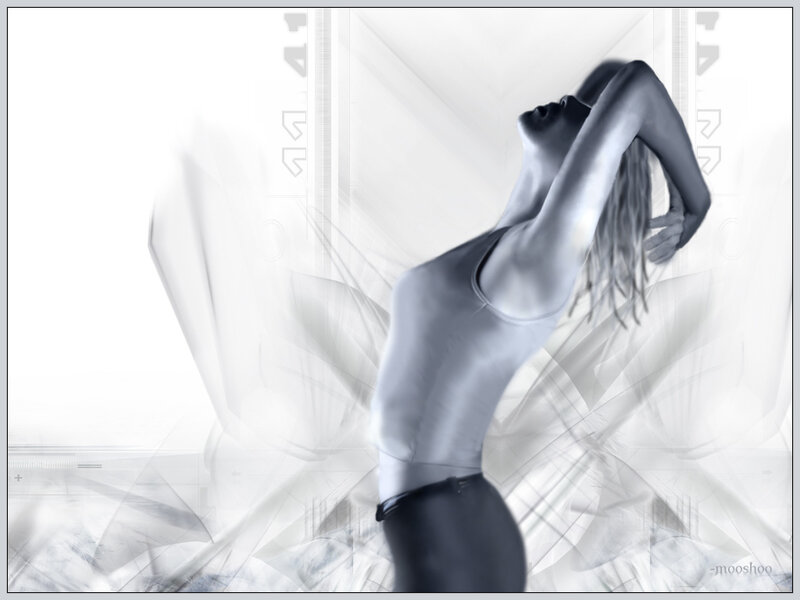 woman stretching in abstract light