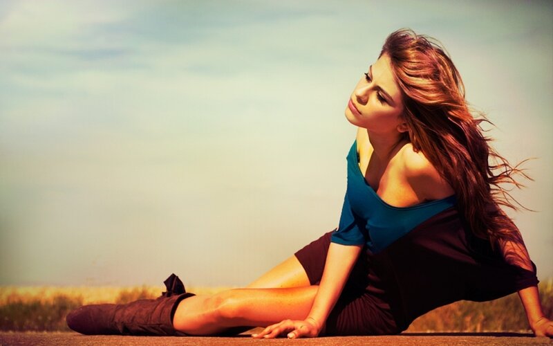 woman stretching outdoors