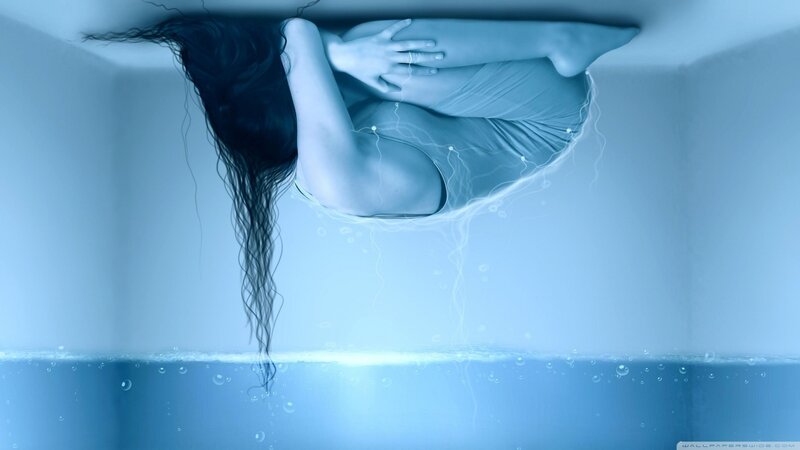 woman submerged in water