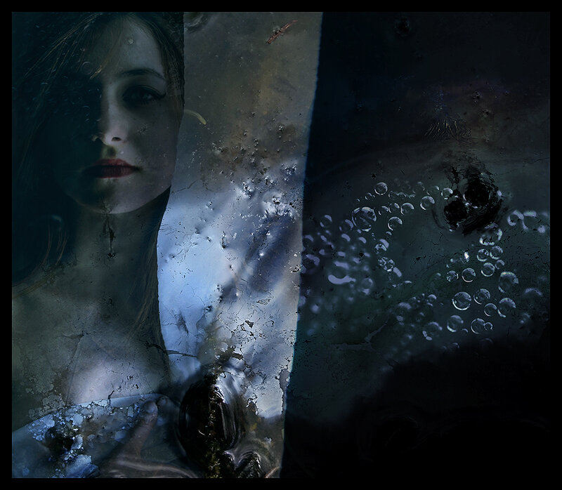 Woman Submerged in Water — Blue