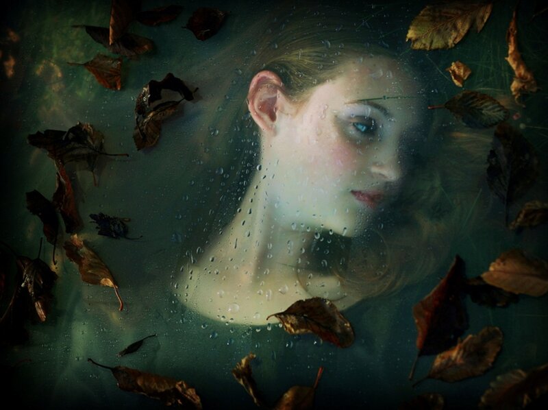 Woman Submerged in Water — Green