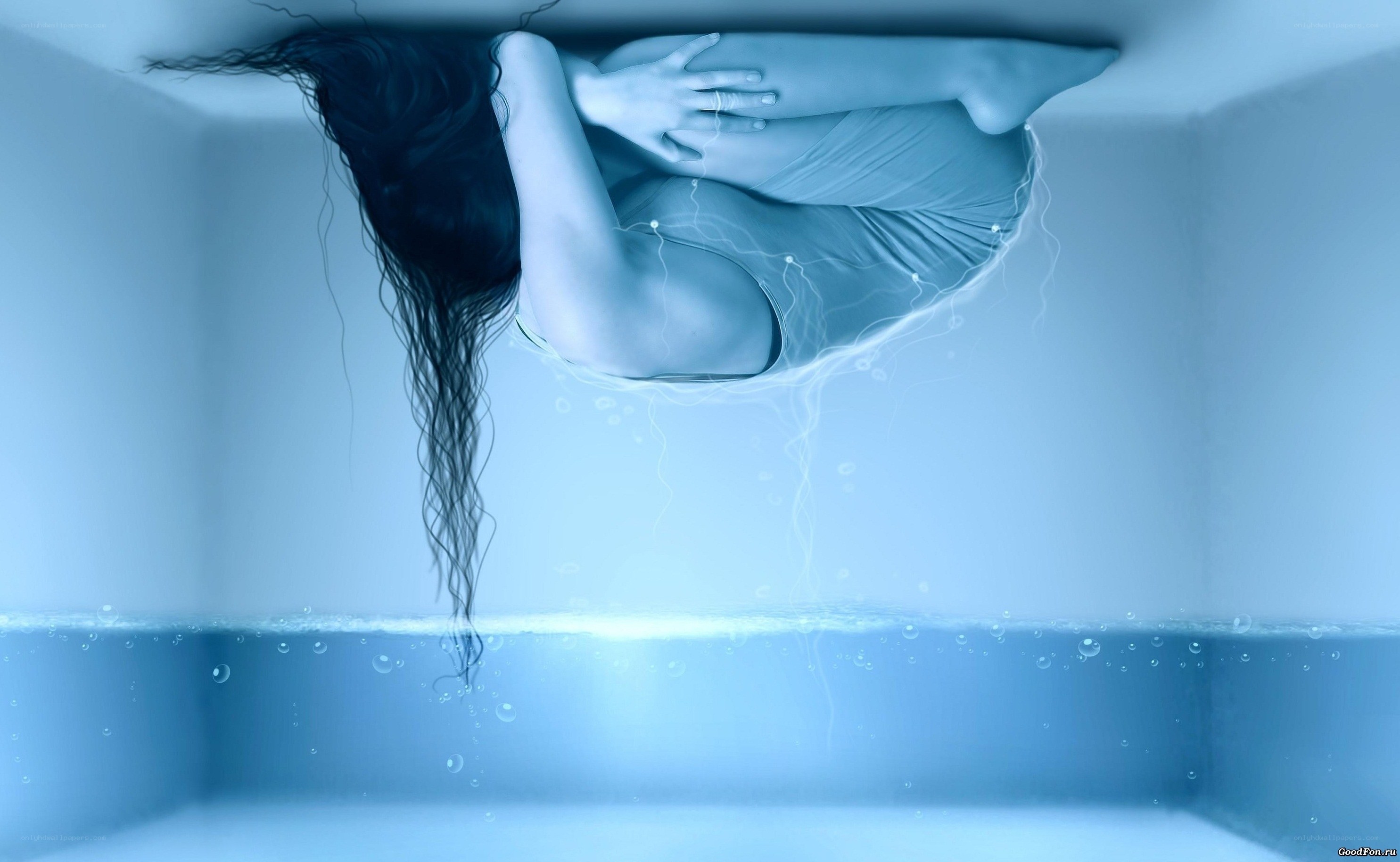 woman submerged in water