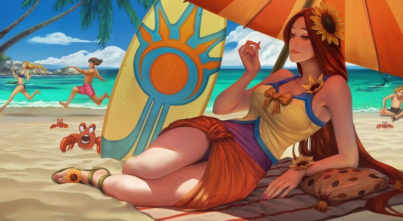 Woman Sunbathing on Beach — Yellow, Relaxed