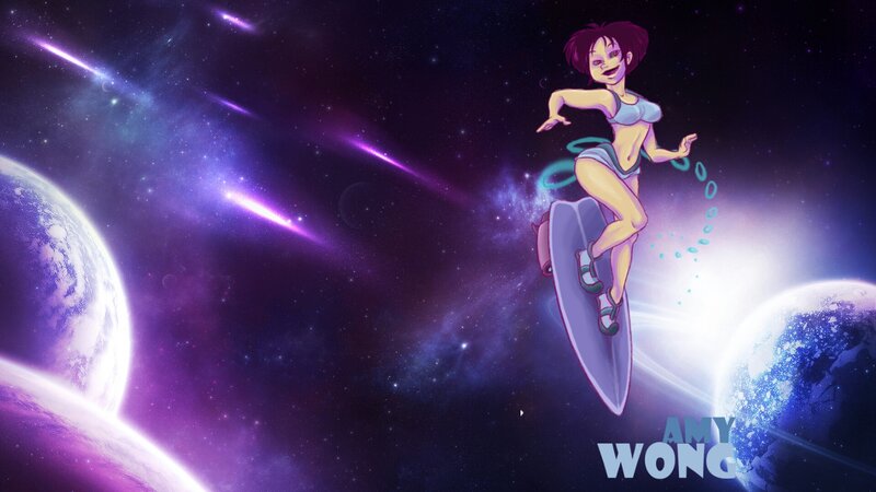 Woman Surfing in Space