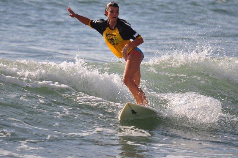 woman surfing on a wave
